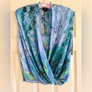 NWT Mossimo Sleeveless Watercolor Wrap Style Blouse Women XS